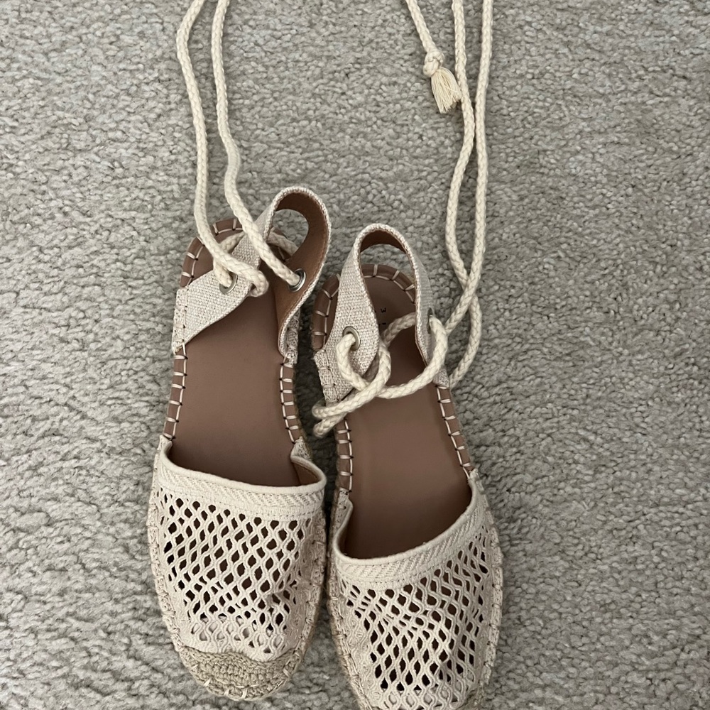 Target brand shoes. Size 6, color cream. Never worn. Tie around ankle